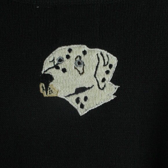 Storybook Knits Diamond Dogs Black Red Pooch Pup Bone Button Sweater Cardigan L - Picture 7 of 8